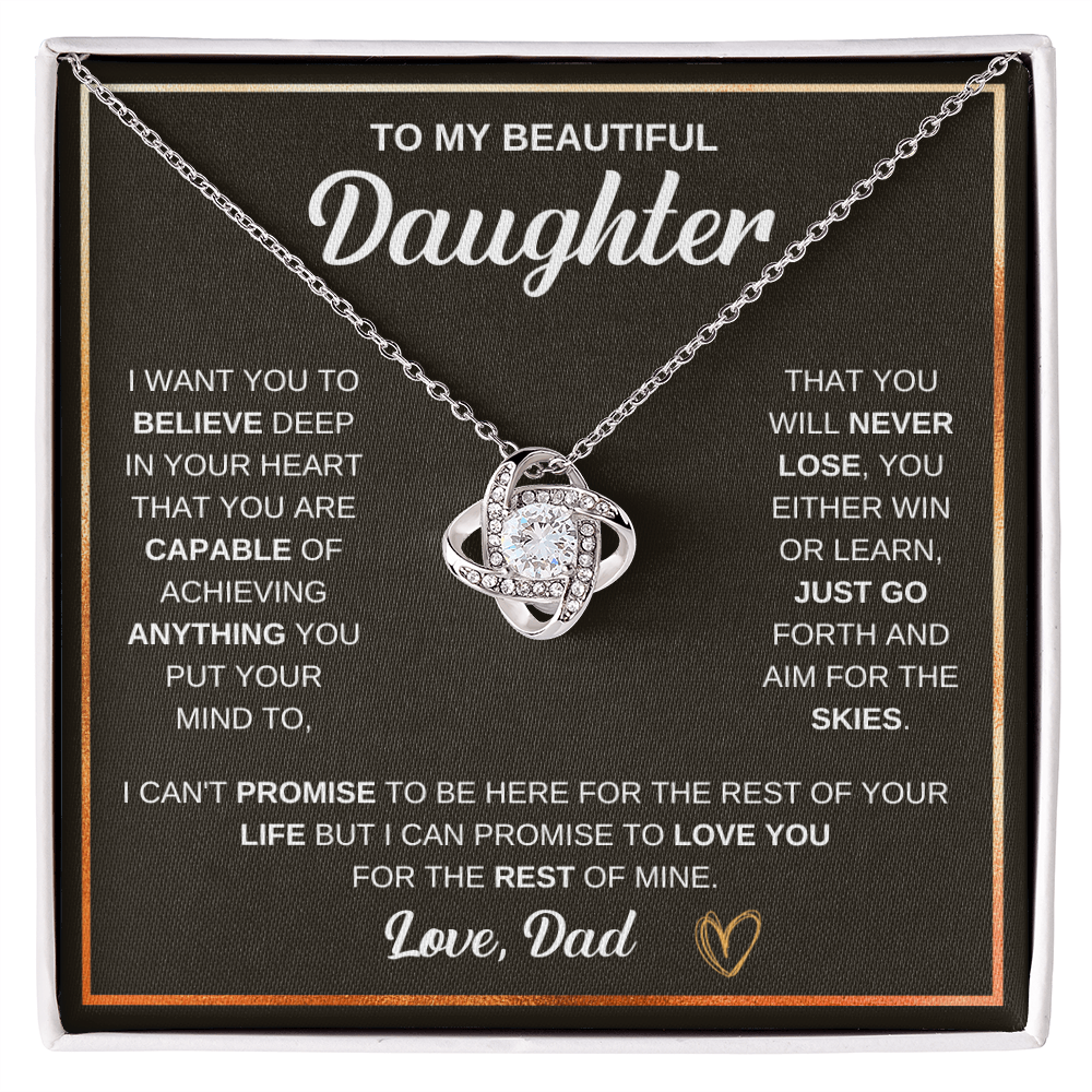 Best Gifts 305-To My Beautiful Daughter Love Knot Necklace with Motivational Message from Dad