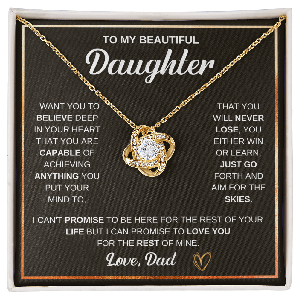 Best Gifts 305-To My Beautiful Daughter Love Knot Necklace with Motivational Message from Dad