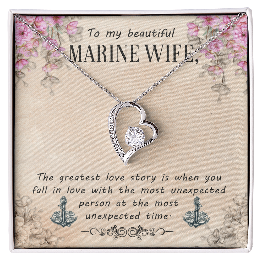 Best Gifts 305-To My Beautiful Marine Wife Forever Love Necklace with CZ Crystal