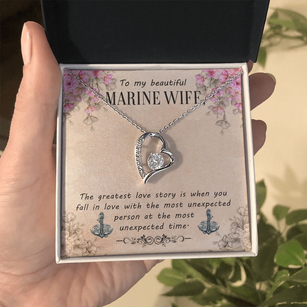 Best Gifts 305-To My Beautiful Marine Wife Forever Love Necklace with CZ Crystal