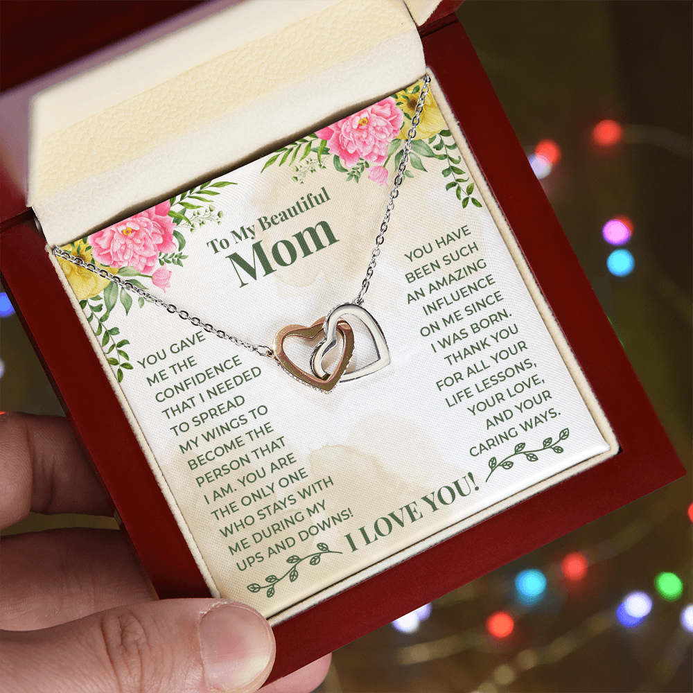 Best Gifts 305-To My Beautiful Mom Interlocking Hearts Necklace with CZ Crystals