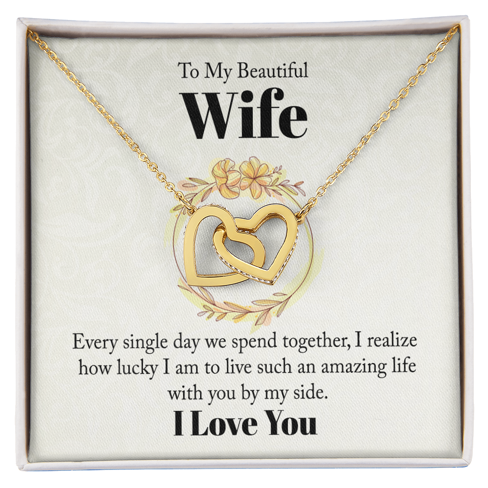 Best Gifts 305-To My Beautiful Wife Interlocking Hearts Necklace with CZ Crystals