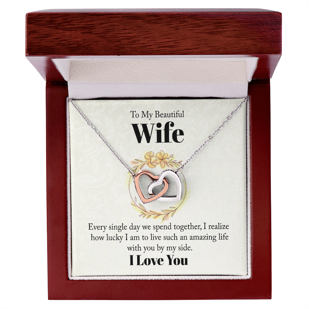 Best Gifts 305-To My Beautiful Wife Interlocking Hearts Necklace with CZ Crystals