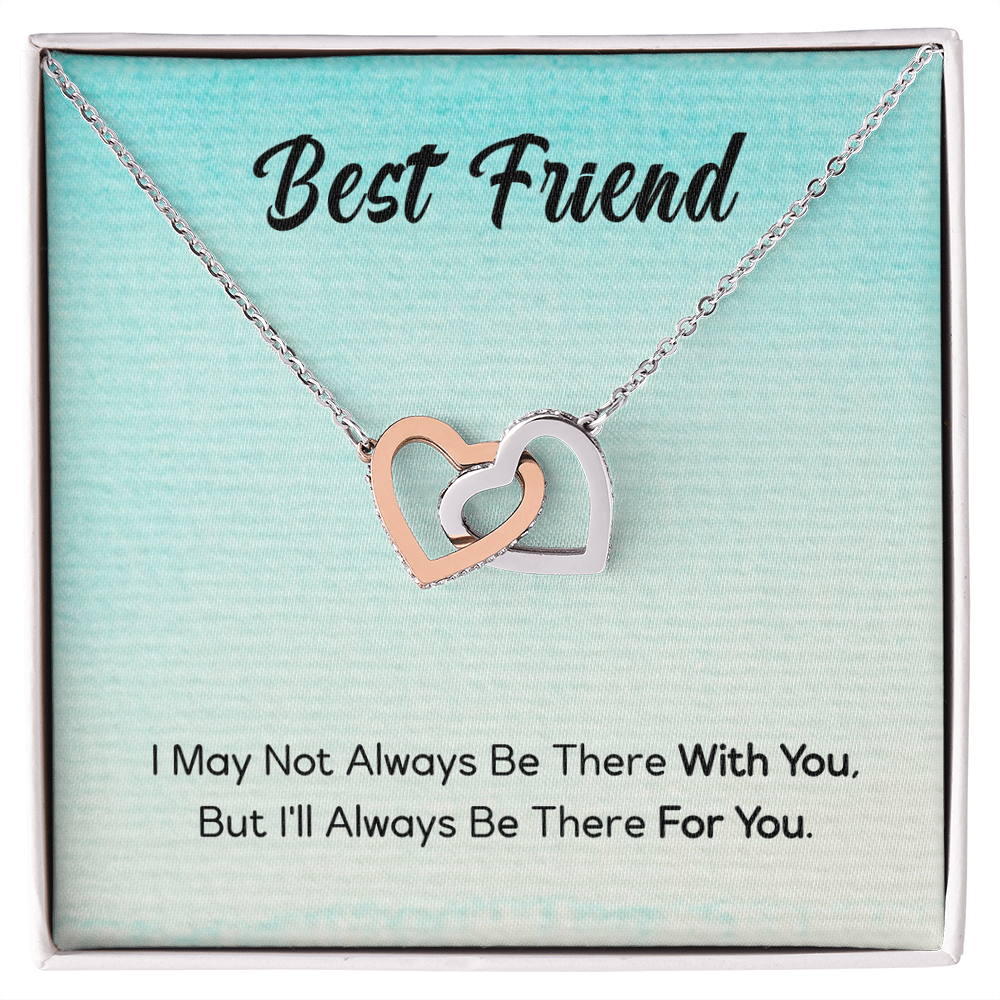 Best Gifts 305-To My Best Friend Interlocking Hearts Necklace with Cubic Zirconia Pendant