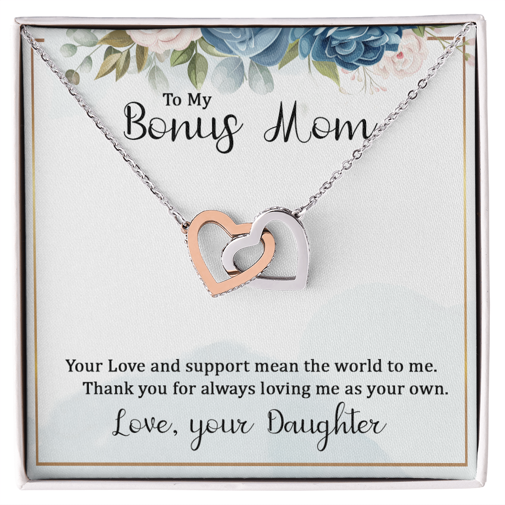Best Gifts 305-To My Bonus Mom Interlocking Hearts Necklace with CZ Crystals