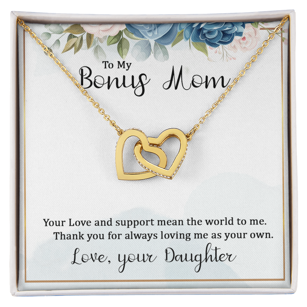 Best Gifts 305-To My Bonus Mom Interlocking Hearts Necklace with CZ Crystals