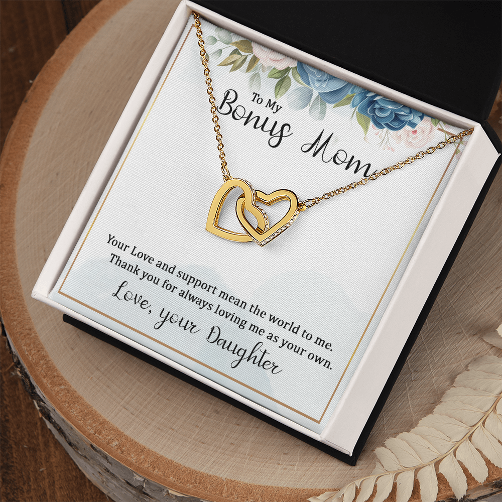 Best Gifts 305-To My Bonus Mom Interlocking Hearts Necklace with CZ Crystals