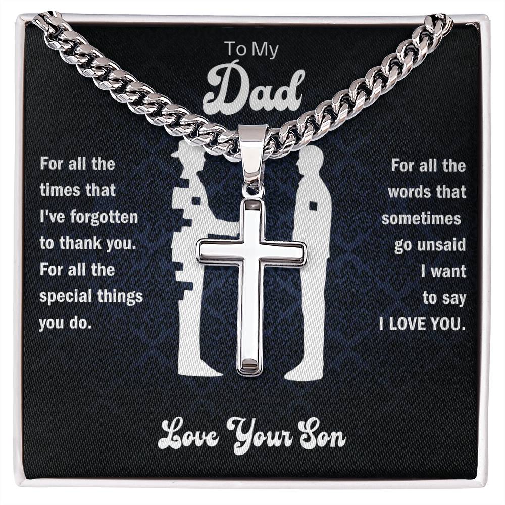 Best Gifts 305-To My Dad Unsaid Words Cross Necklace Gift from Son