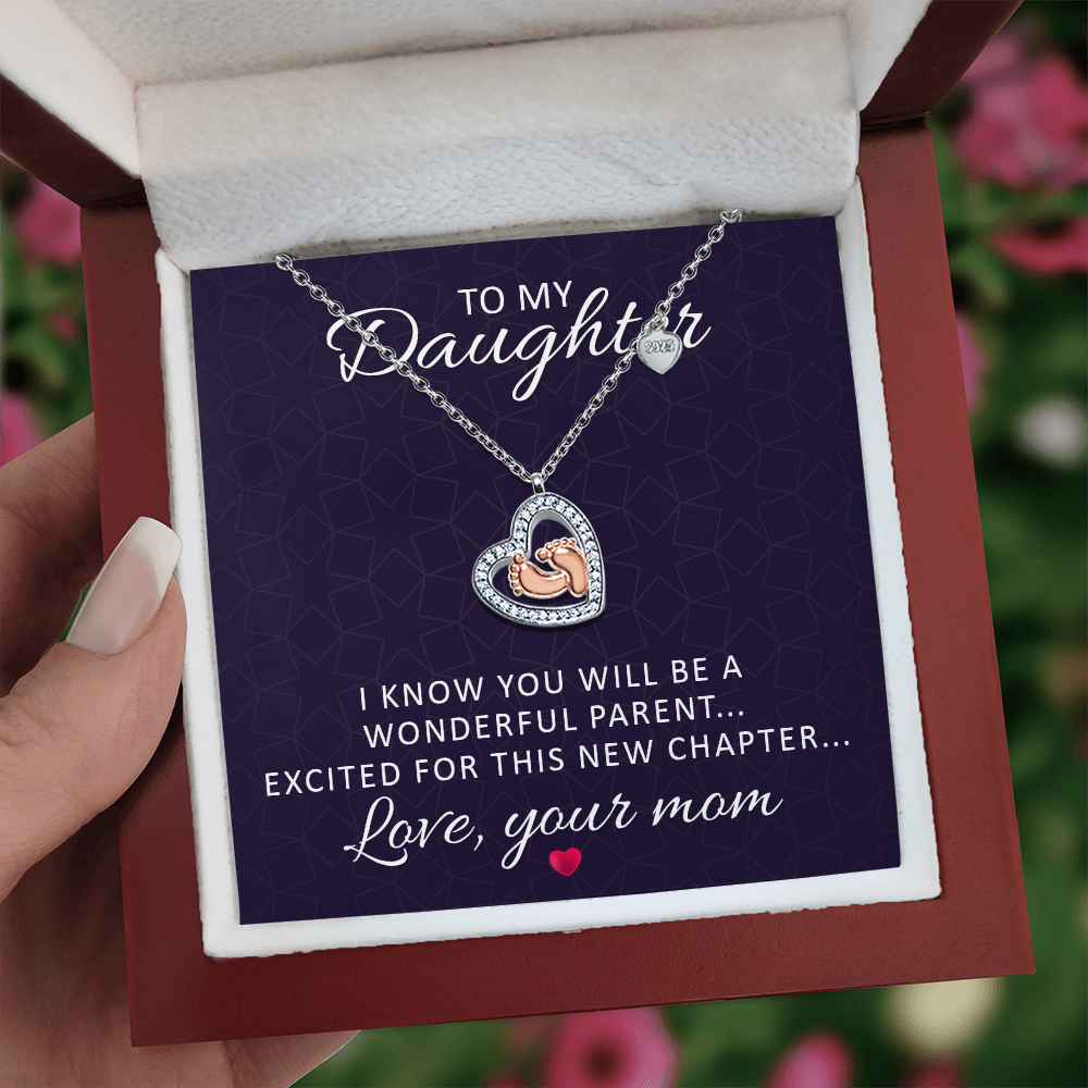 Best Gifts 305-To My Daughter Baby Feet Heart Necklace New Mom Gift from Mom