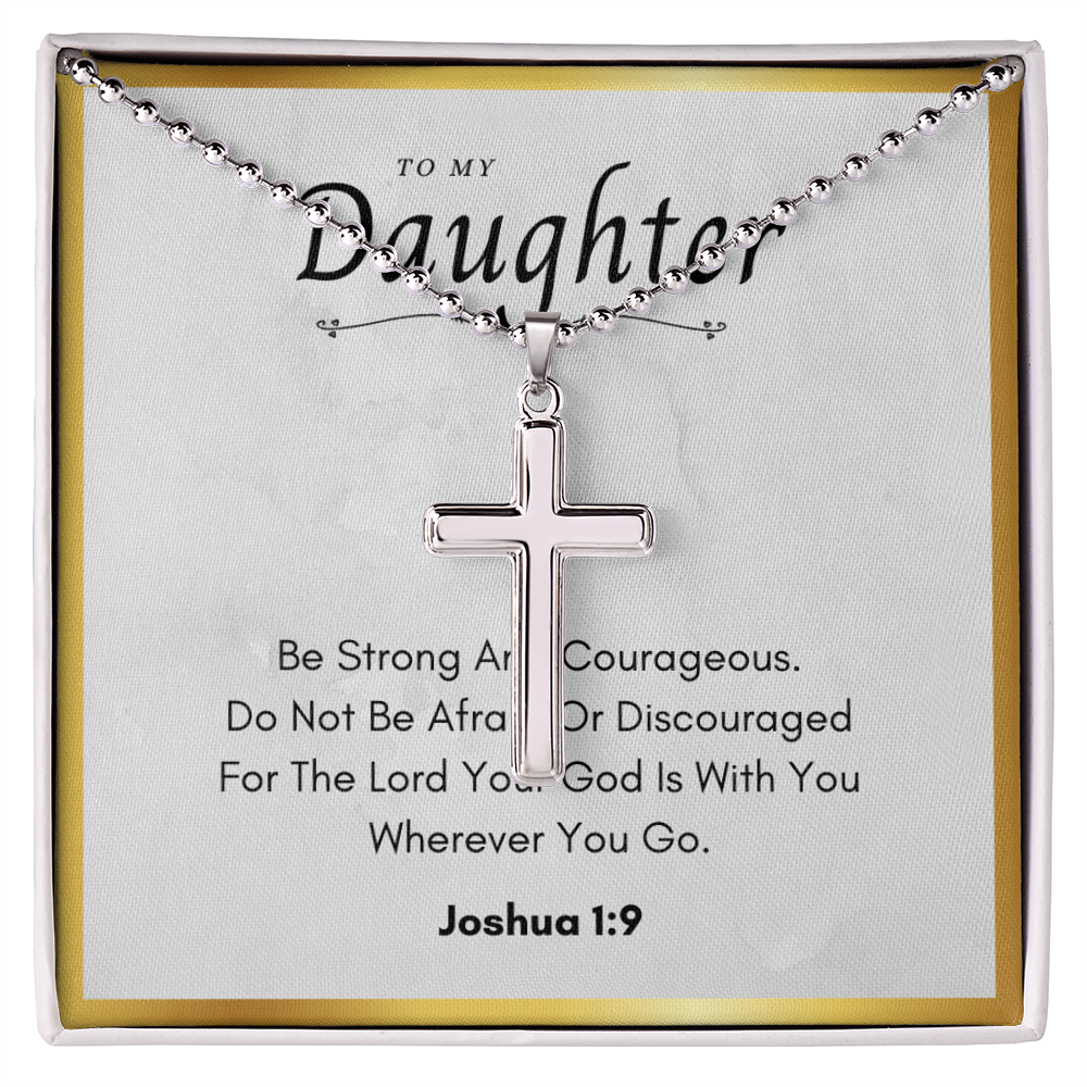 Best Gifts 305-To My Daughter Cross Necklace with Joshua 1:9 Card from Parent