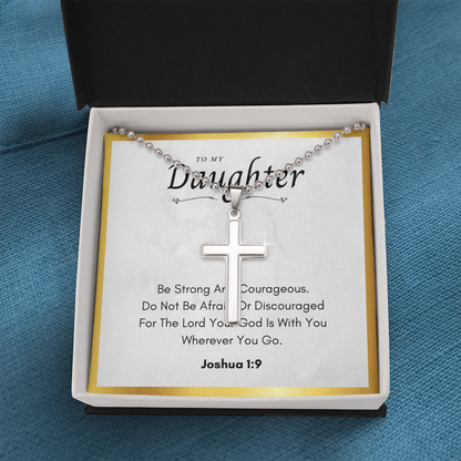 Best Gifts 305-To My Daughter Cross Necklace with Joshua 1:9 Card from Parent