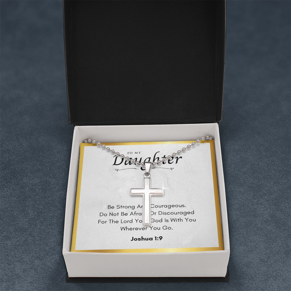 Best Gifts 305-To My Daughter Cross Necklace with Joshua 1:9 Card from Parent