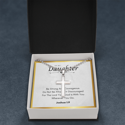 Best Gifts 305-To My Daughter Cross Necklace with Joshua 1:9 Card from Parent
