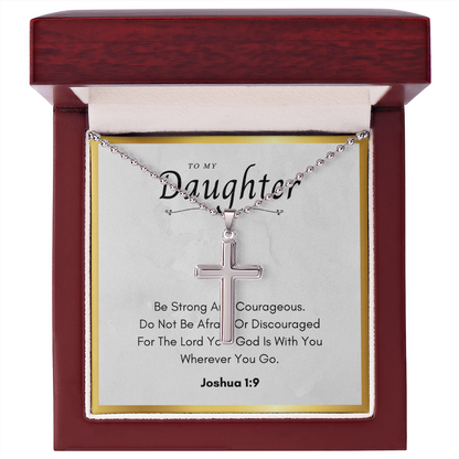 Best Gifts 305-To My Daughter Cross Necklace with Joshua 1:9 Card from Parent