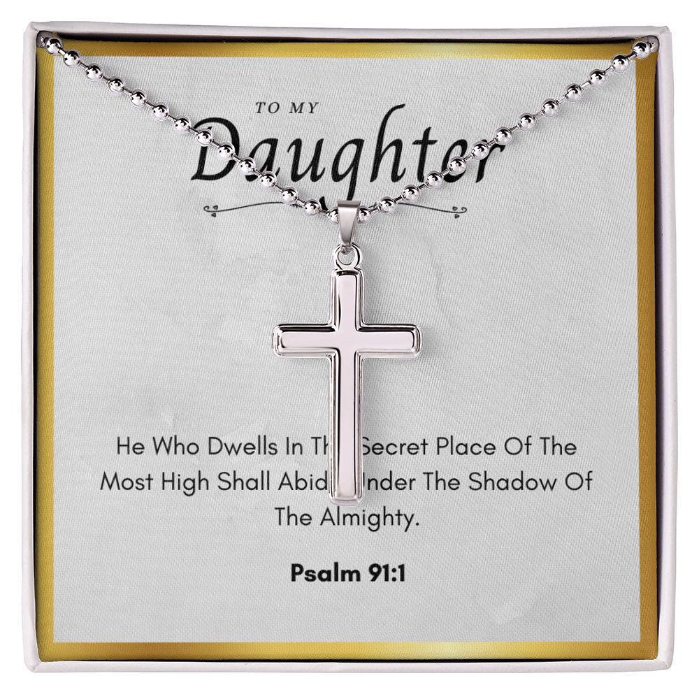 Best Gifts 305-To My Daughter Cross Necklace with Psalm 91:1 Card from Parent