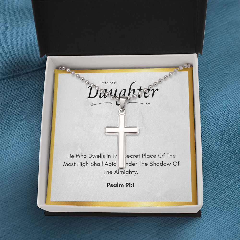 Best Gifts 305-To My Daughter Cross Necklace with Psalm 91:1 Card from Parent