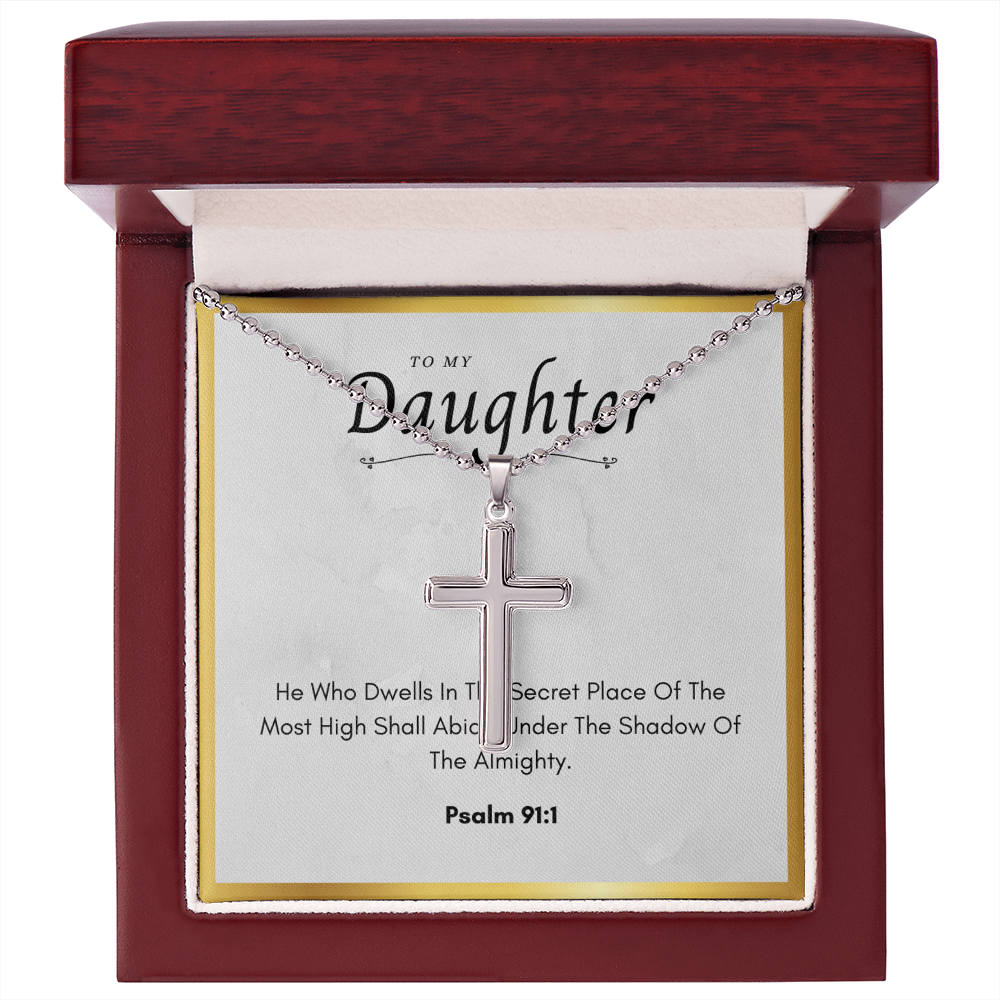 Best Gifts 305-To My Daughter Cross Necklace with Psalm 91:1 Card from Parent