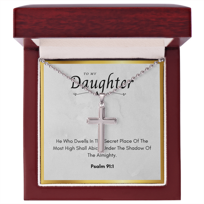 Best Gifts 305-To My Daughter Cross Necklace with Psalm 91:1 Card from Parent