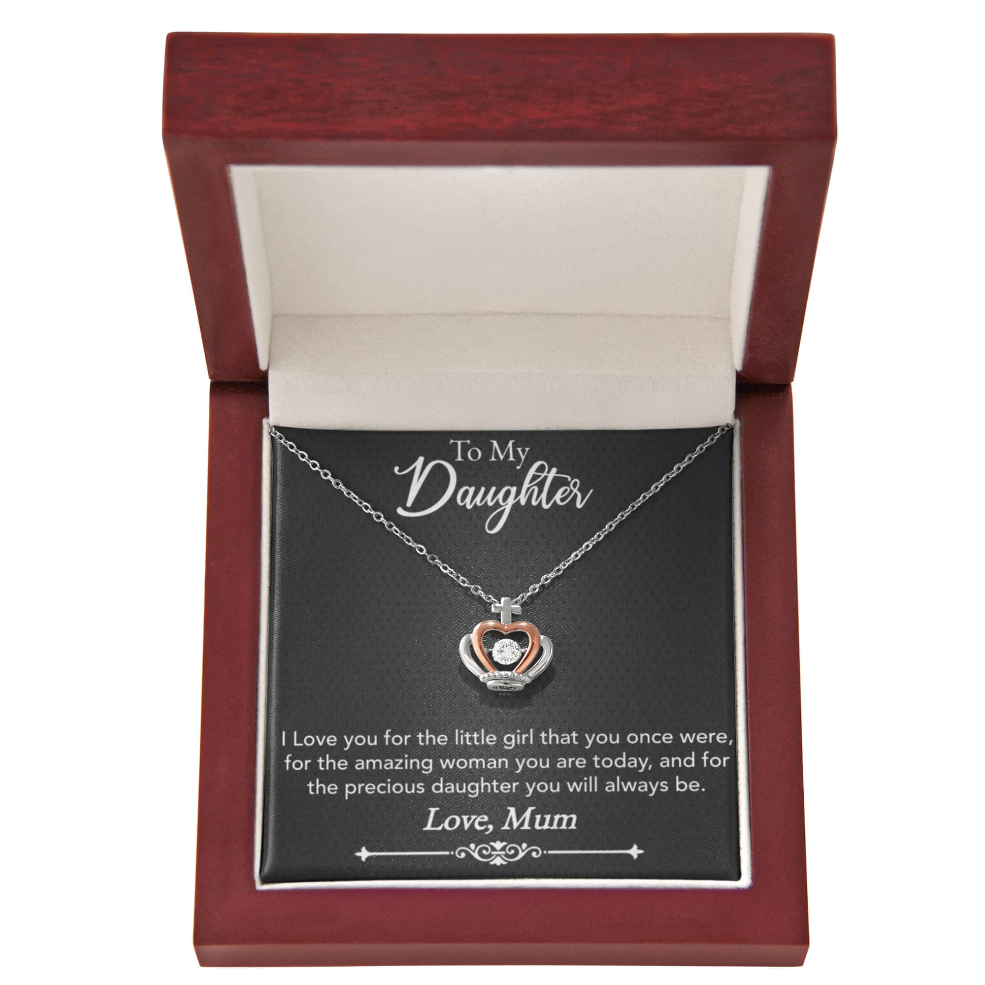 Best Gifts 305-To My Daughter Crown Pendant Necklace with Message from Mum