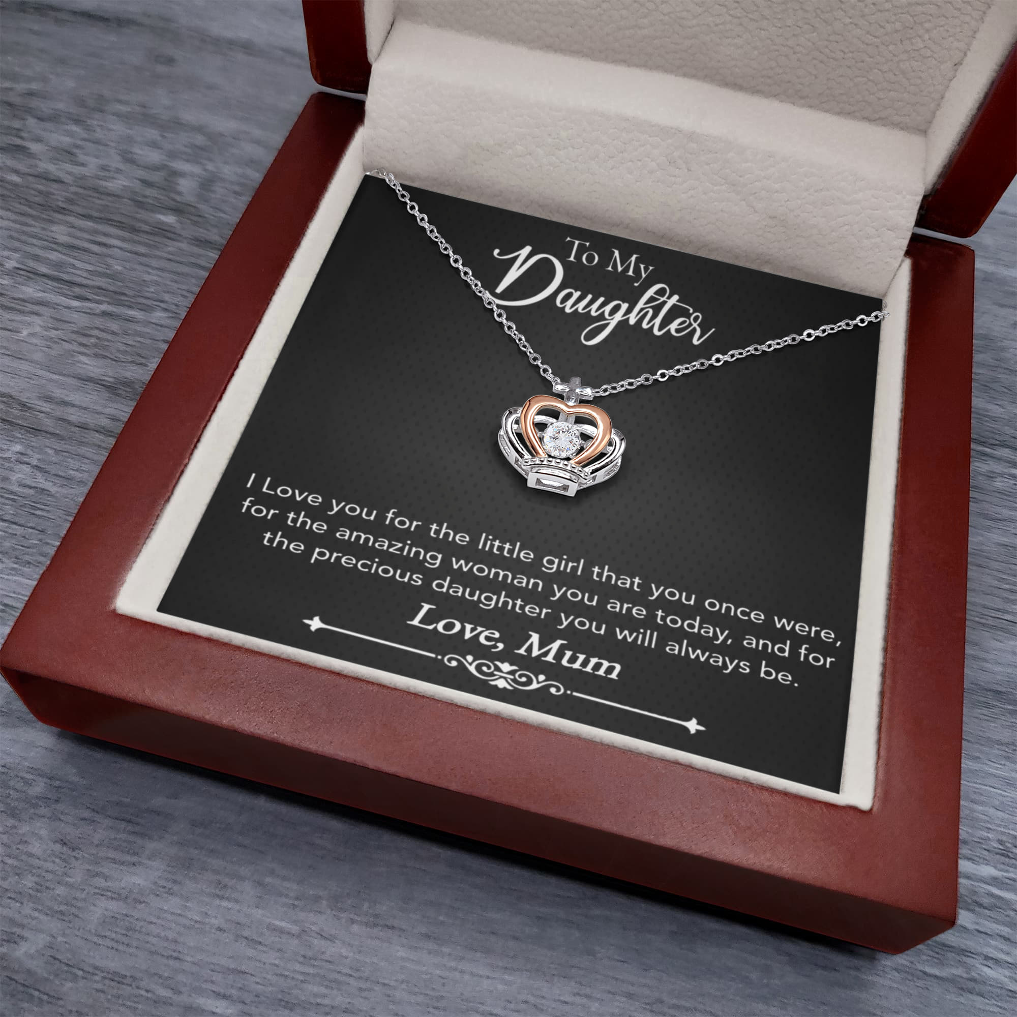 Best Gifts 305-To My Daughter Crown Pendant Necklace with Message from Mum