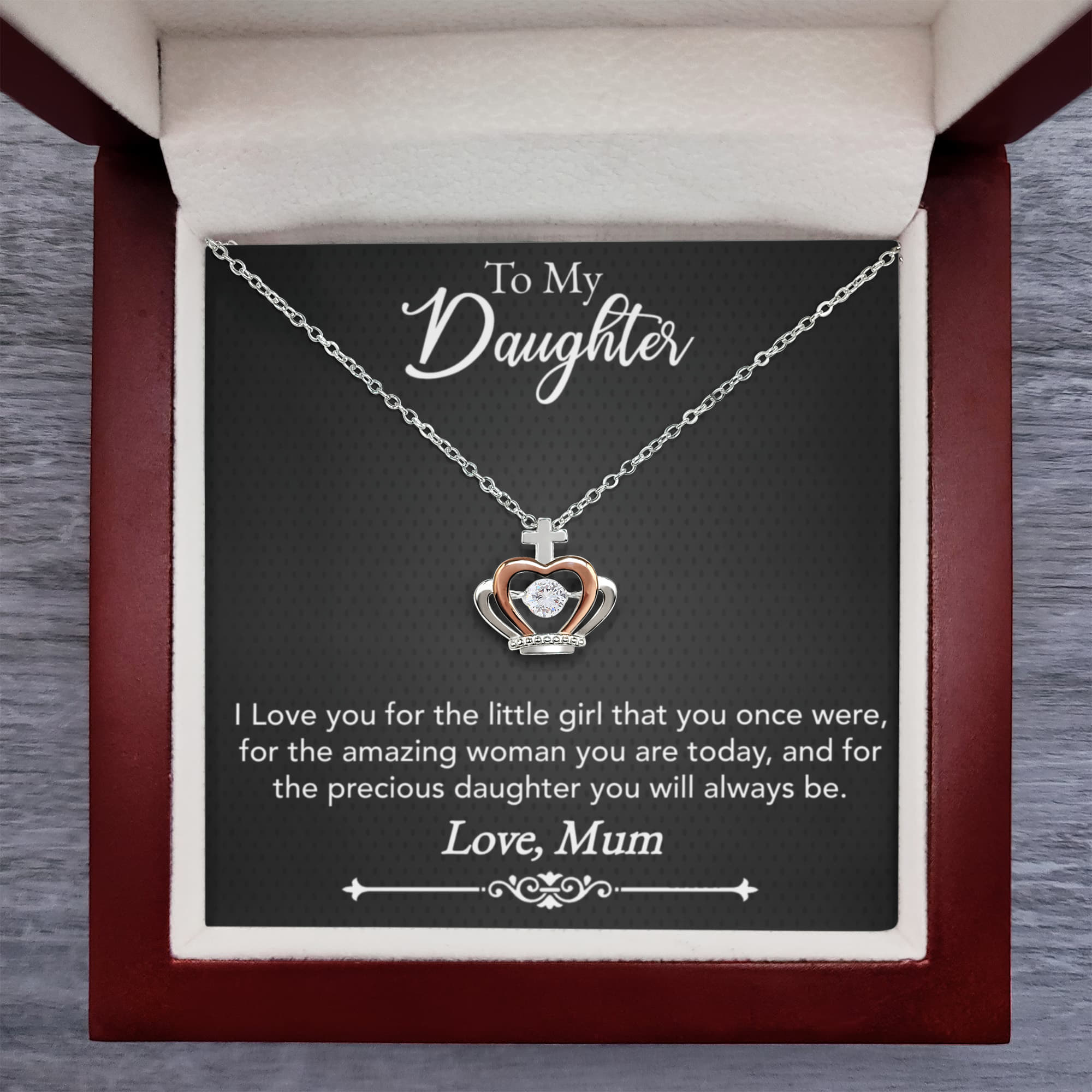 Best Gifts 305-To My Daughter Crown Pendant Necklace with Message from Mum