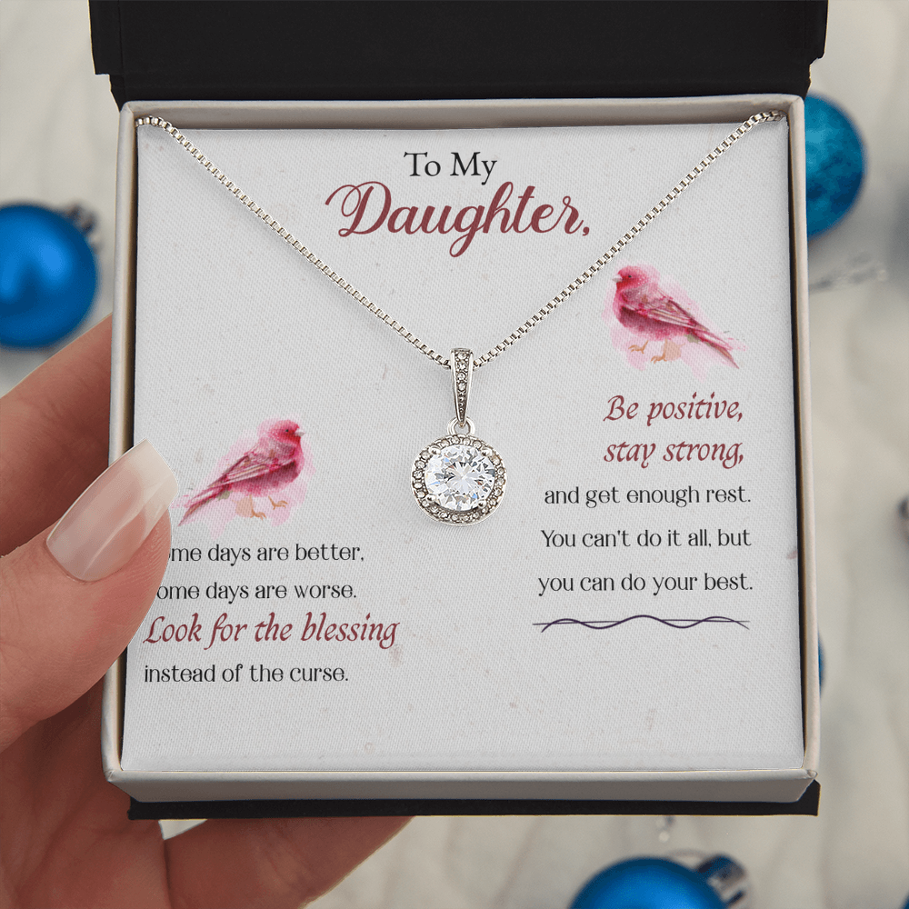 Best Gifts 305-To My Daughter Eternal Hope CZ Pendant Necklace Gift from Mom or Dad