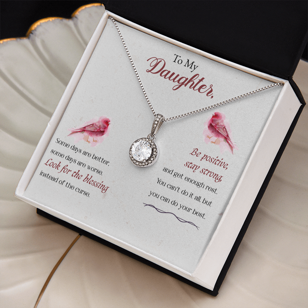 Best Gifts 305-To My Daughter Eternal Hope CZ Pendant Necklace Gift from Mom or Dad