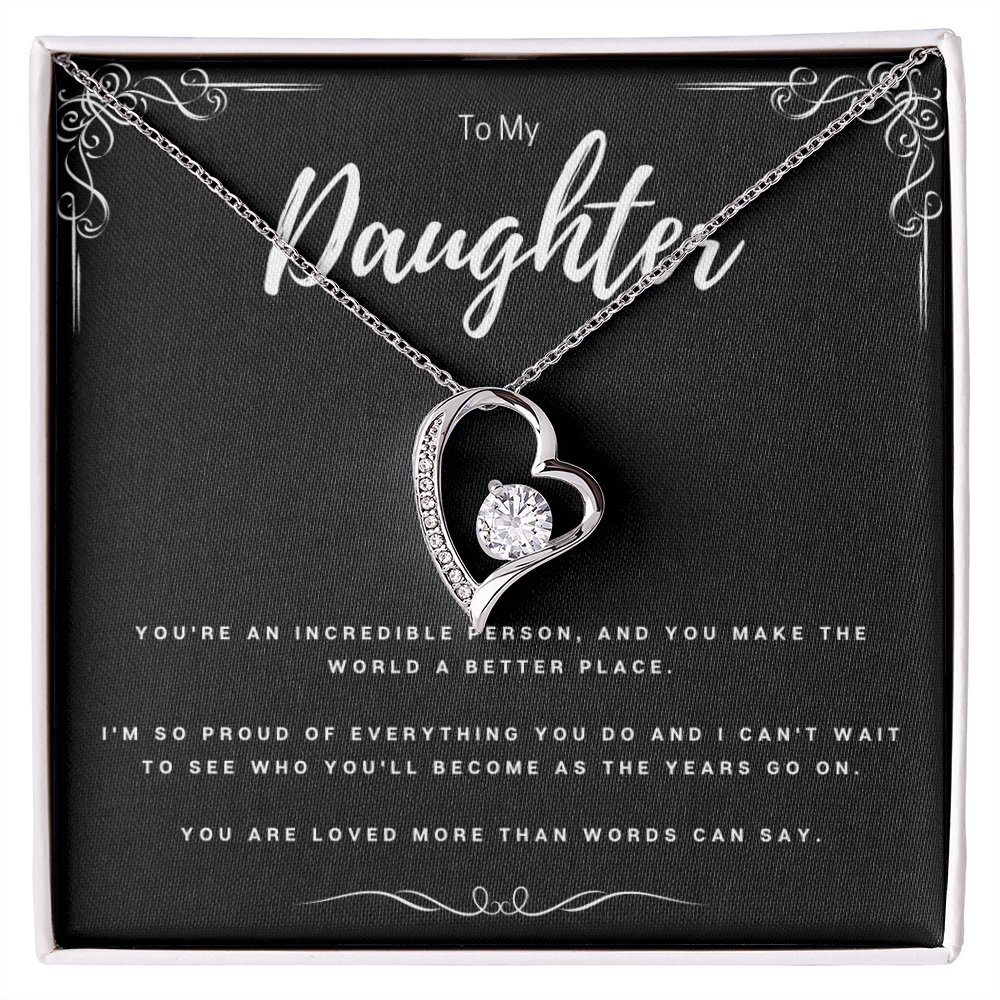 Best Gifts 305-To My Daughter Forever Love Heart Pendant Necklace from Mom or Dad