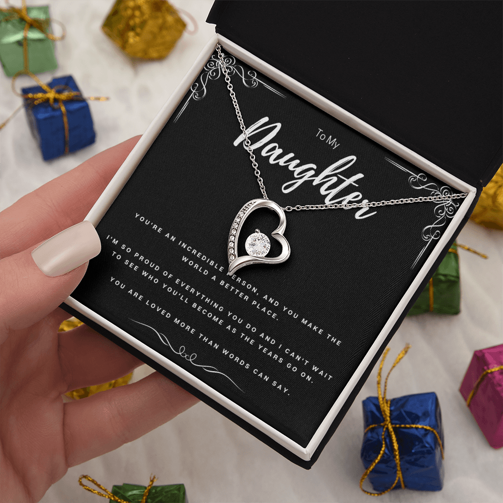 Best Gifts 305-To My Daughter Forever Love Heart Pendant Necklace from Mom or Dad