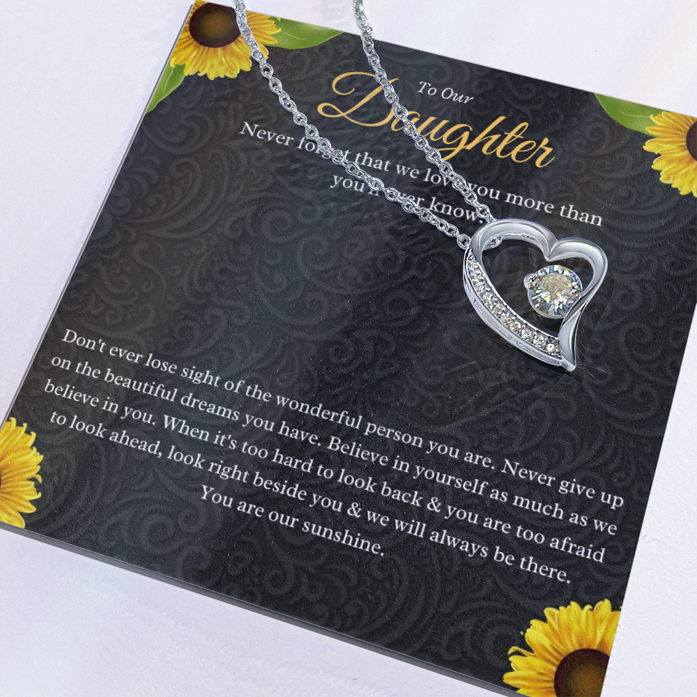 Best Gifts 305-To My Daughter Forever Love Necklace with CZ Crystal Heart Pendant