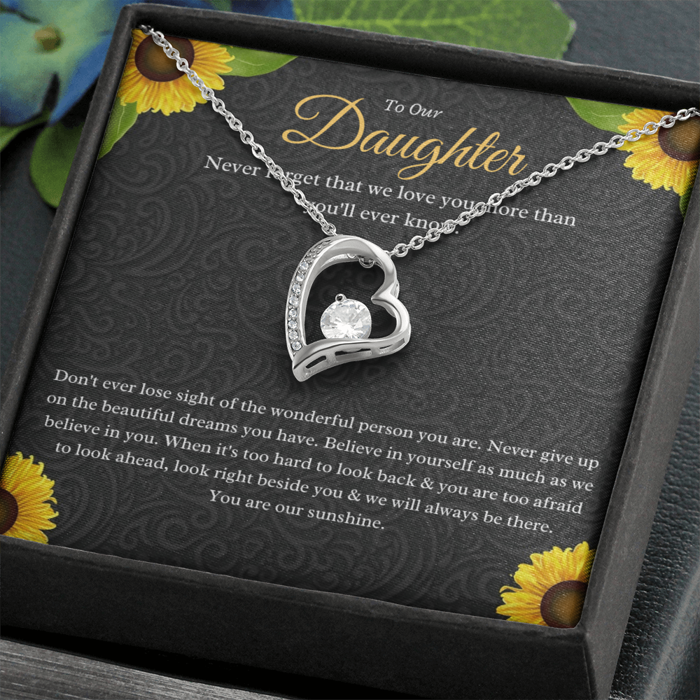 Best Gifts 305-To My Daughter Forever Love Necklace with CZ Crystal Heart Pendant