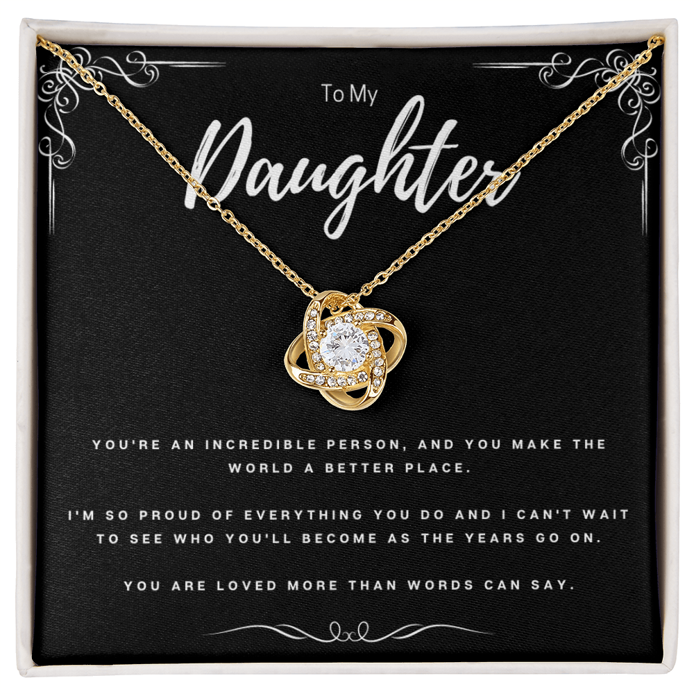 Best Gifts 305-To My Daughter Inspiring Love Knot Necklace Gift from Mom or Dad