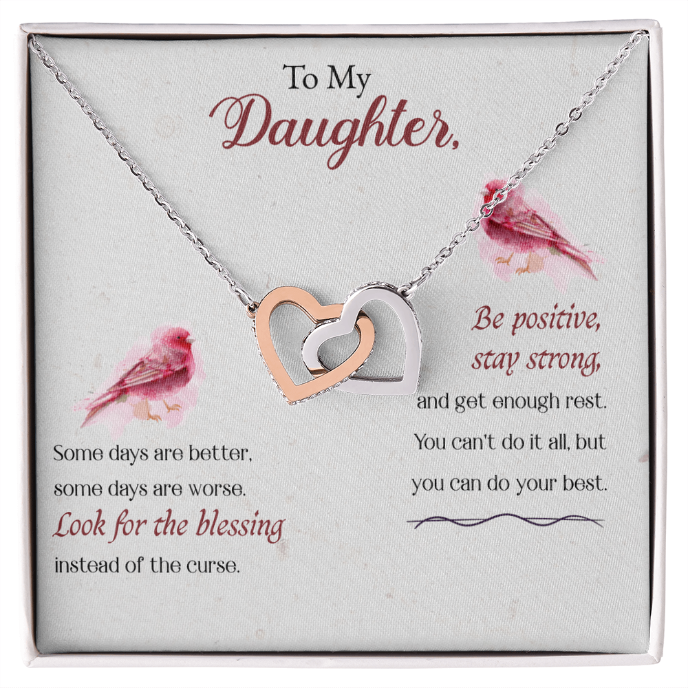 Best Gifts 305-To My Daughter Interlocking Hearts Pendant Necklace Gift from Mom or Dad