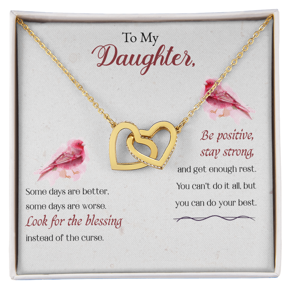 Best Gifts 305-To My Daughter Interlocking Hearts Pendant Necklace Gift from Mom or Dad