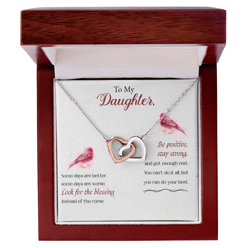 Best Gifts 305-To My Daughter Interlocking Hearts Pendant Necklace Gift from Mom or Dad