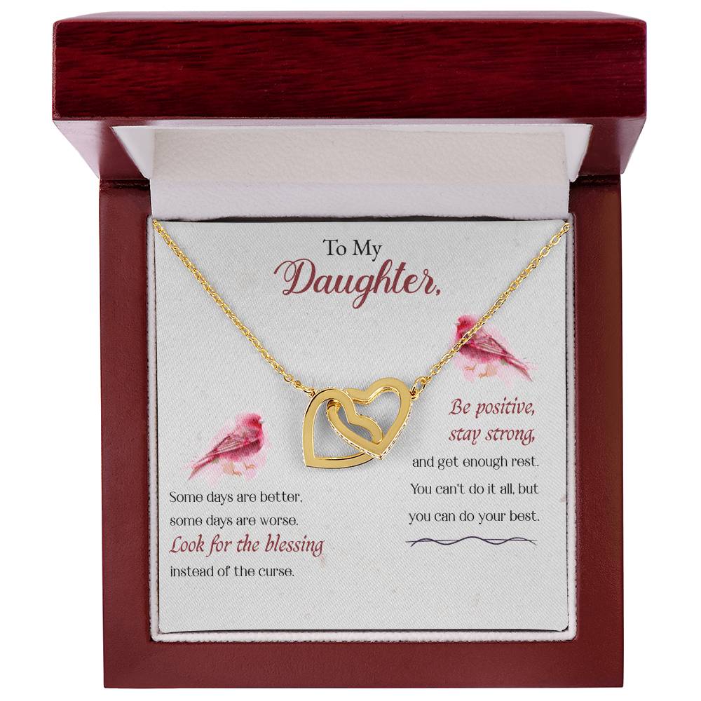 Best Gifts 305-To My Daughter Interlocking Hearts Pendant Necklace Gift from Mom or Dad