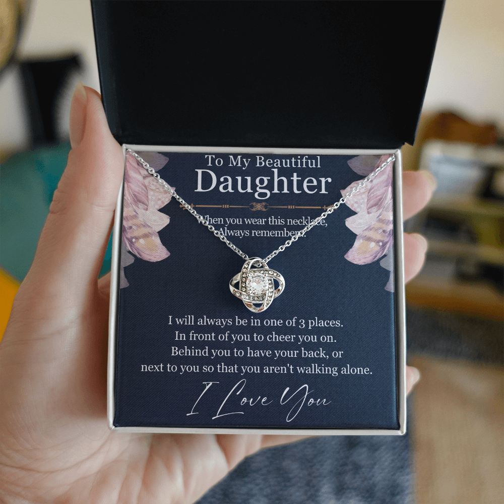 Best Gifts 305-To My Daughter Love Knot Necklace Gift from Mom or Dad