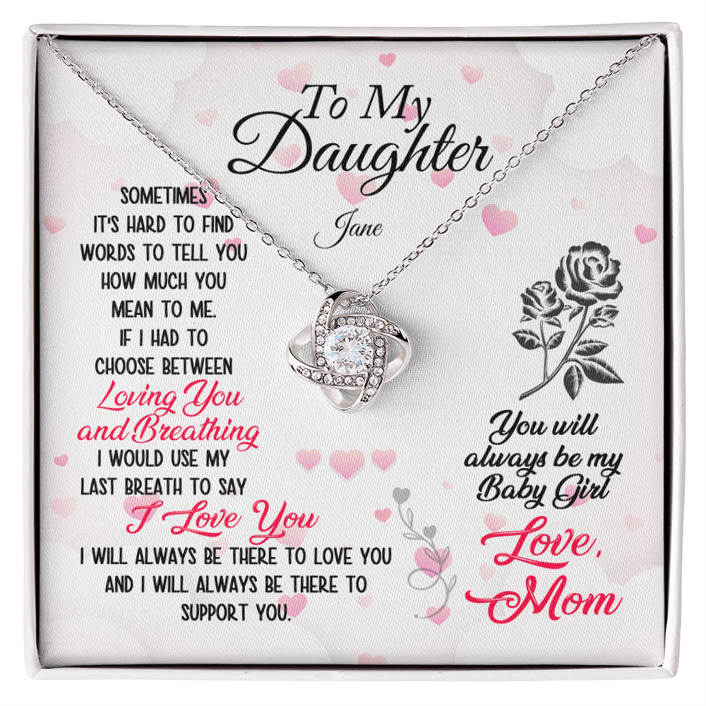 Best Gifts 305-To My Daughter Love Knot Necklace with Heartfelt Message from Mom
