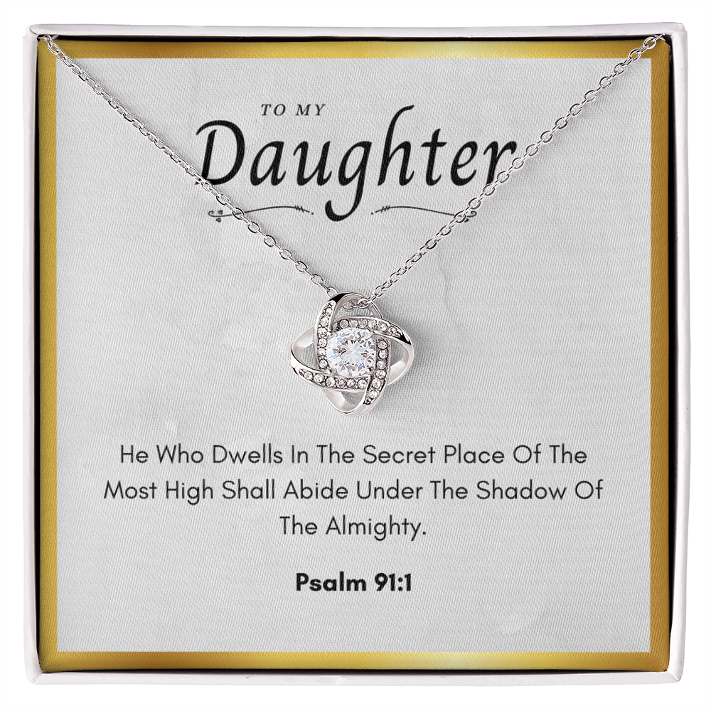 Best Gifts 305-To My Daughter Love Knot Necklace with Psalm 91:1 Card from Mom or Dad