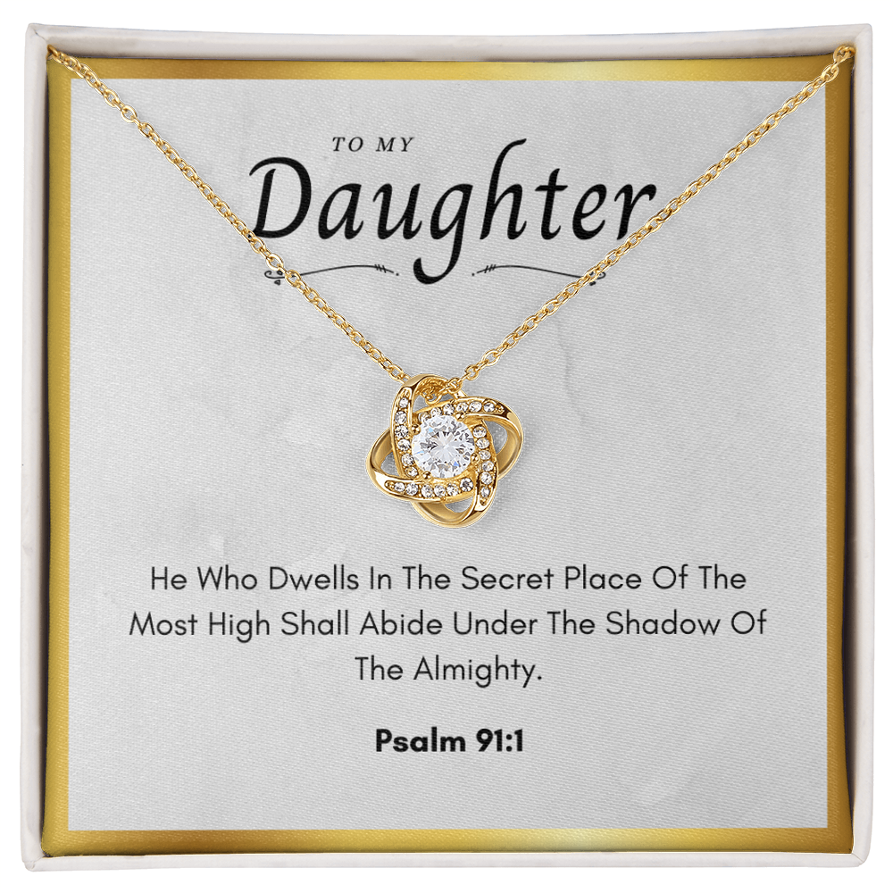 Best Gifts 305-To My Daughter Love Knot Necklace with Psalm 91:1 Card from Mom or Dad