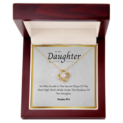 Best Gifts 305-To My Daughter Love Knot Necklace with Psalm 91:1 Card from Mom or Dad