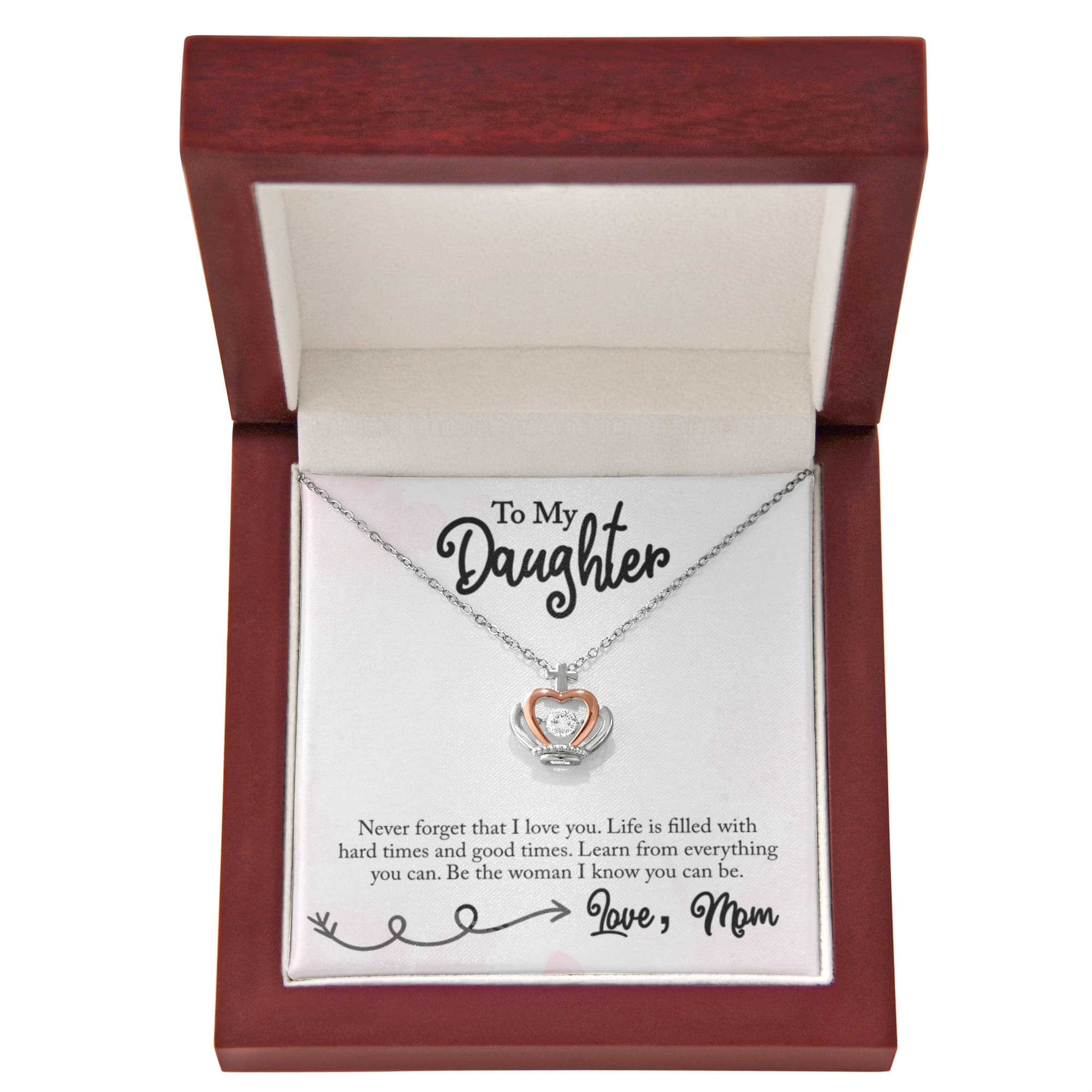 Best Gifts 305-To My Daughter Sterling Silver Crown Pendant Necklace Gift