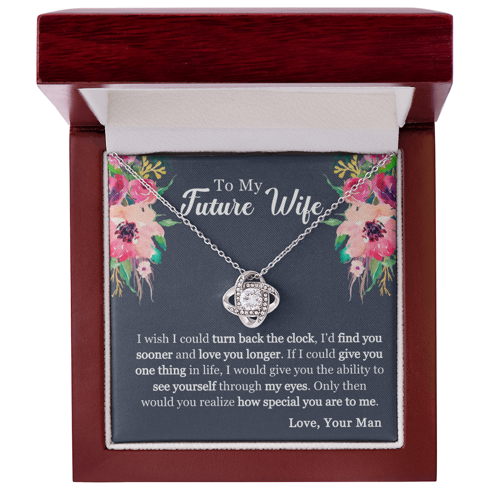 Best Gifts 305-To My Future Wife Love Knot Necklace with Cubic Zirconia - Elegant Gift for Her