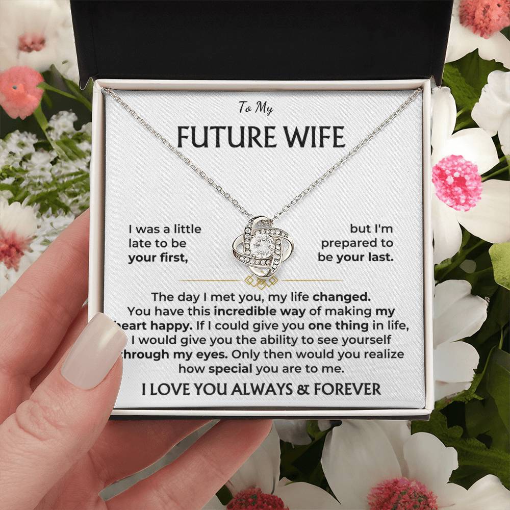 Best Gifts 305-To My Future Wife Love Knot Necklace with Cubic Zirconia Pendant