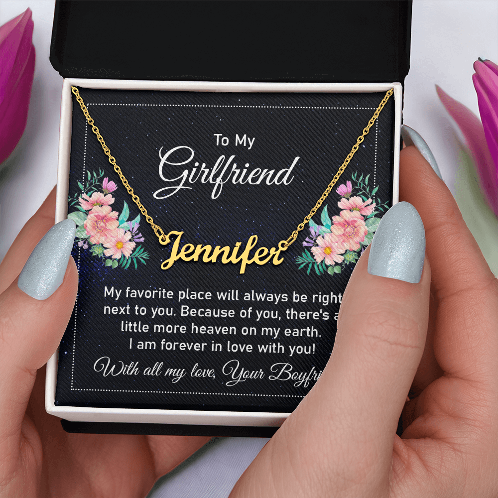 Best Gifts 305-To My Girlfriend Personalized Cursive Name Necklace with Adjustable Cable Chain