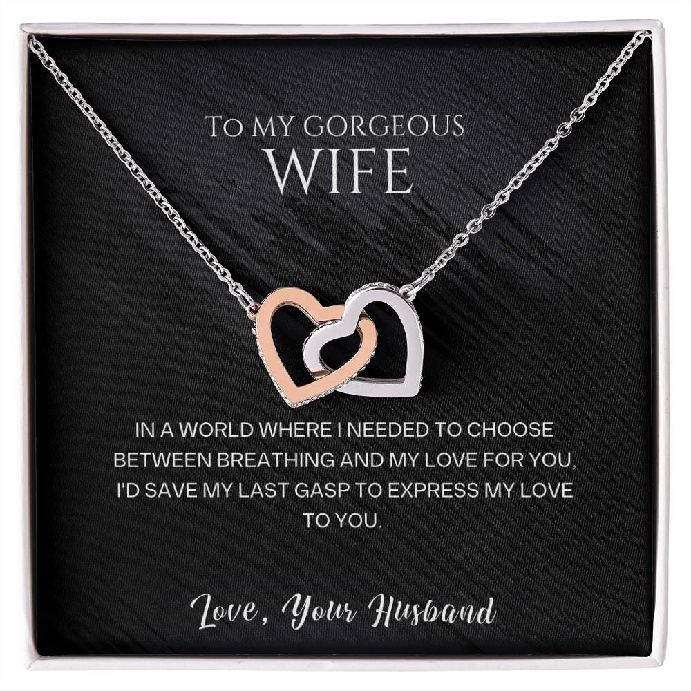 Best Gifts 305-To My Gorgeous Wife Interlocking Hearts Necklace with CZ Crystals