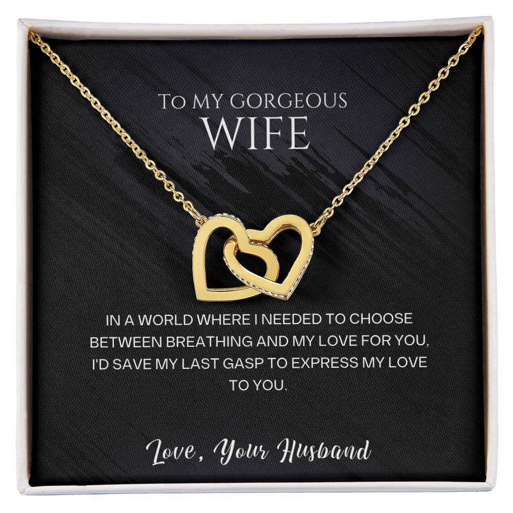 Best Gifts 305-To My Gorgeous Wife Interlocking Hearts Necklace with CZ Crystals