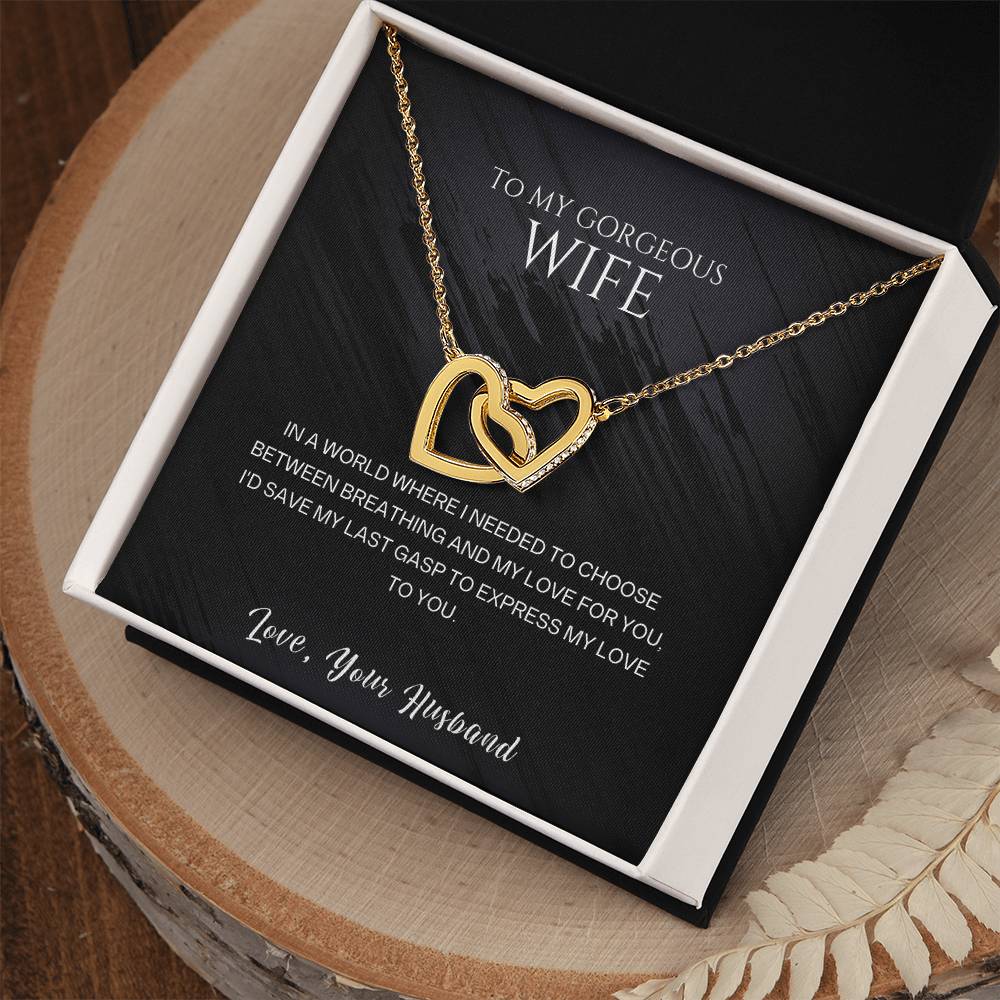 Best Gifts 305-To My Gorgeous Wife Interlocking Hearts Necklace with CZ Crystals