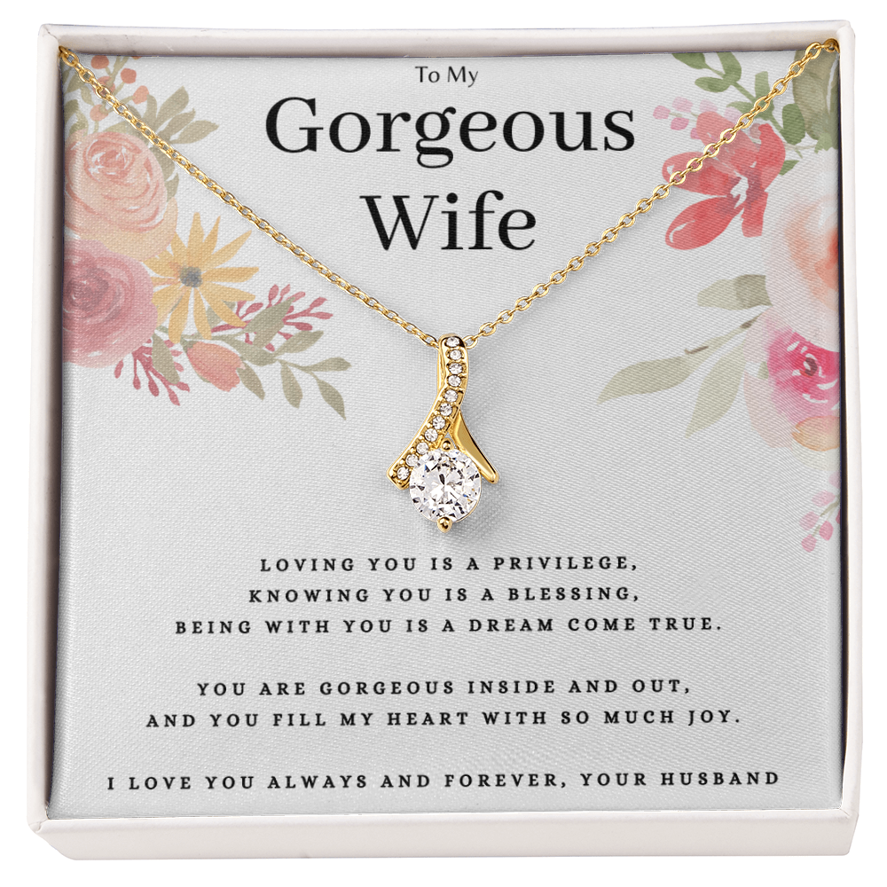 Best Gifts 305-To My Gorgeous Wife Necklace with Quote from Husband