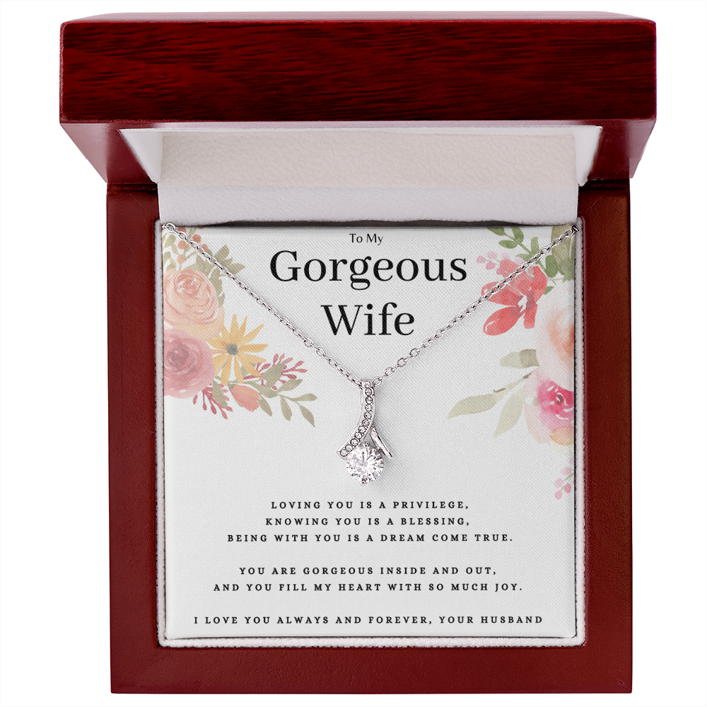 Best Gifts 305-To My Gorgeous Wife Necklace with Quote from Husband